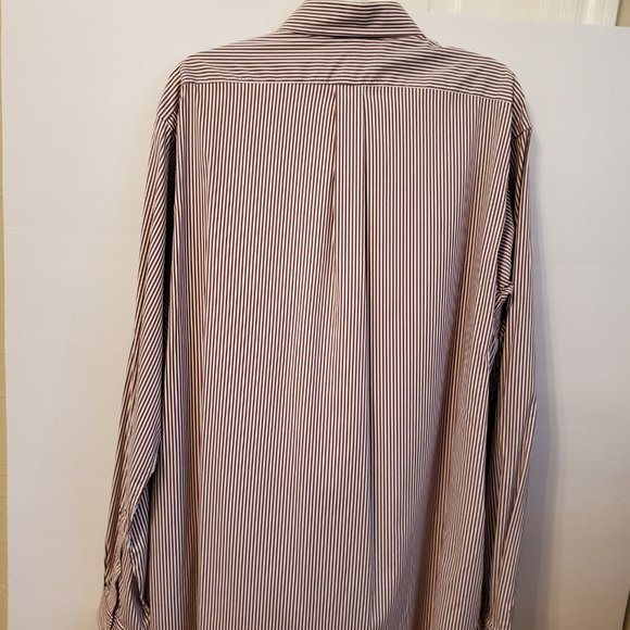 Ralph Lauren classic fit long sleeves brown/white custom fit-striped men shirt. - Picture 6 of 15